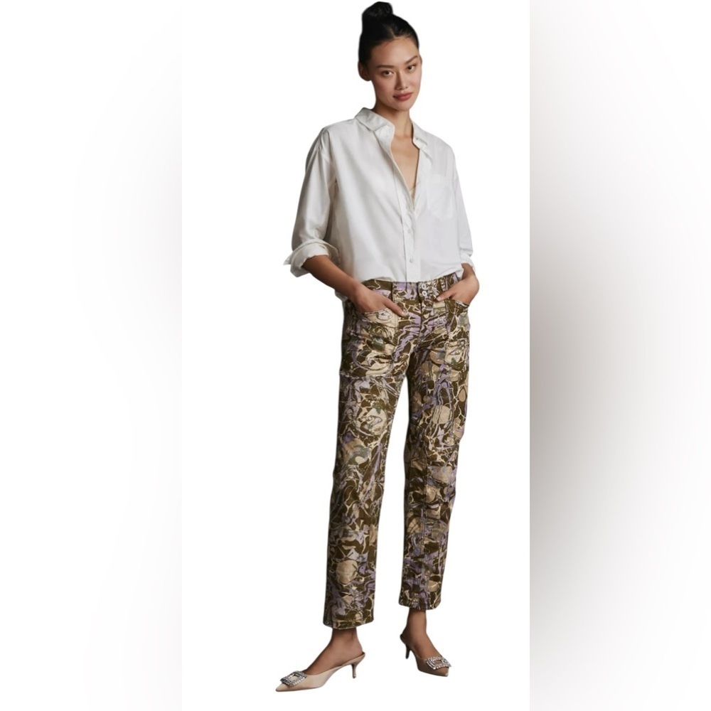 Anthropologie Pilcro Printed Trousers Straight Leg Pants Boho Chic SZ 28 EUC